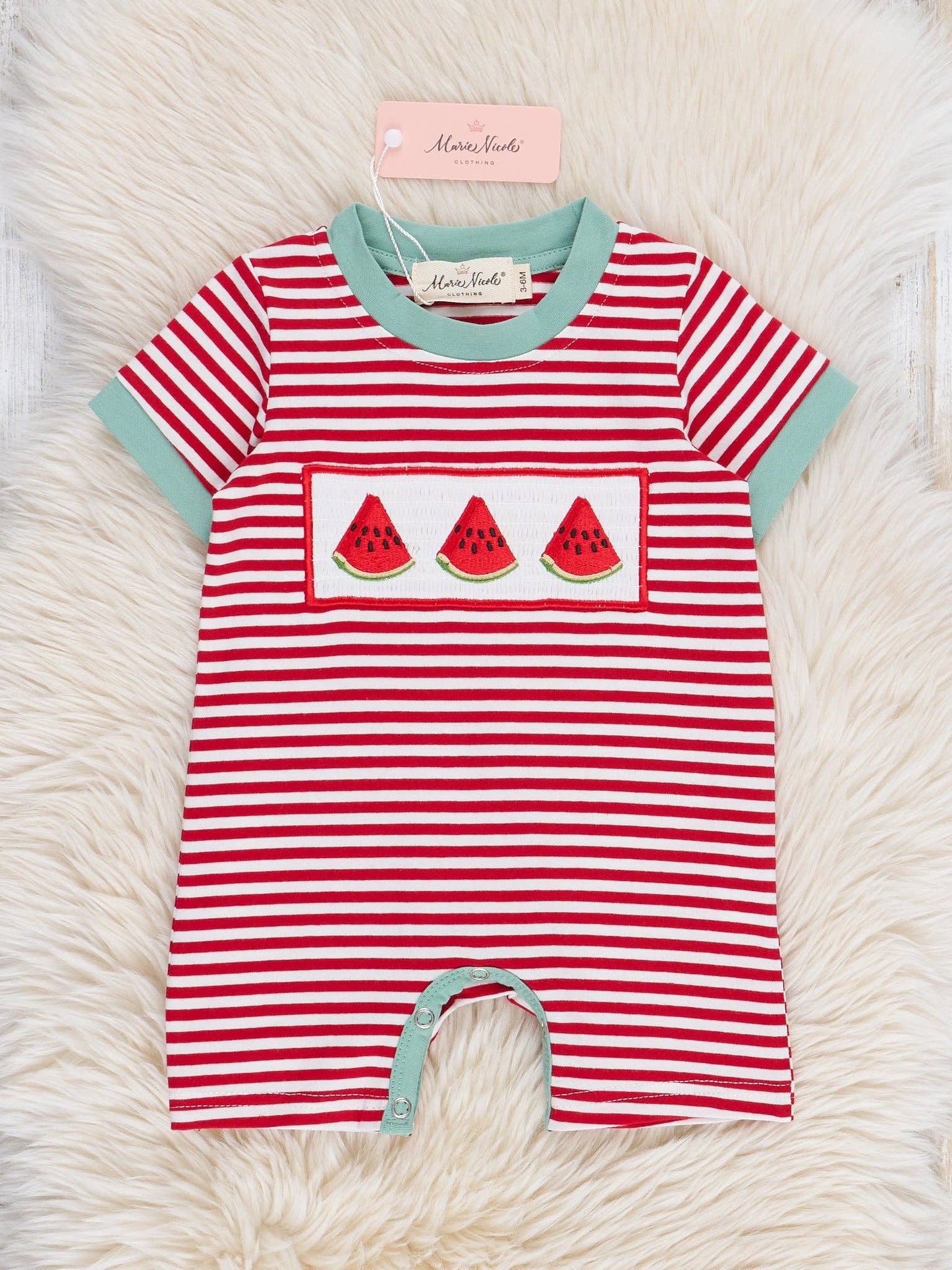 Watermelon Stripes Smocked Romper