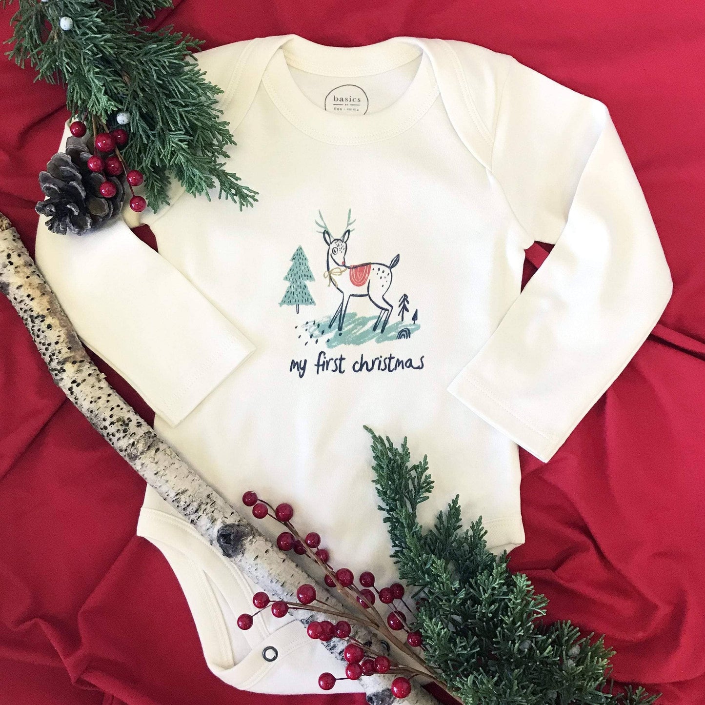 Baby graphic bodysuit | christmas deer (long sleeve)