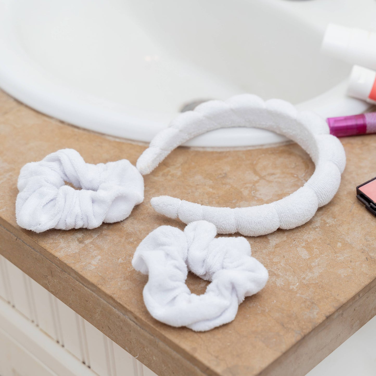Spa Headband & Scrunchie Wristband Set