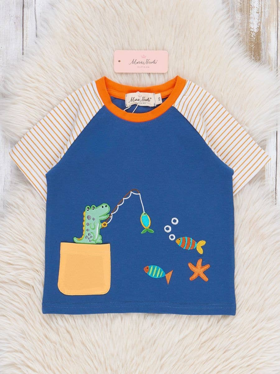Embroidered Fishing Alligator Pocket Shirt