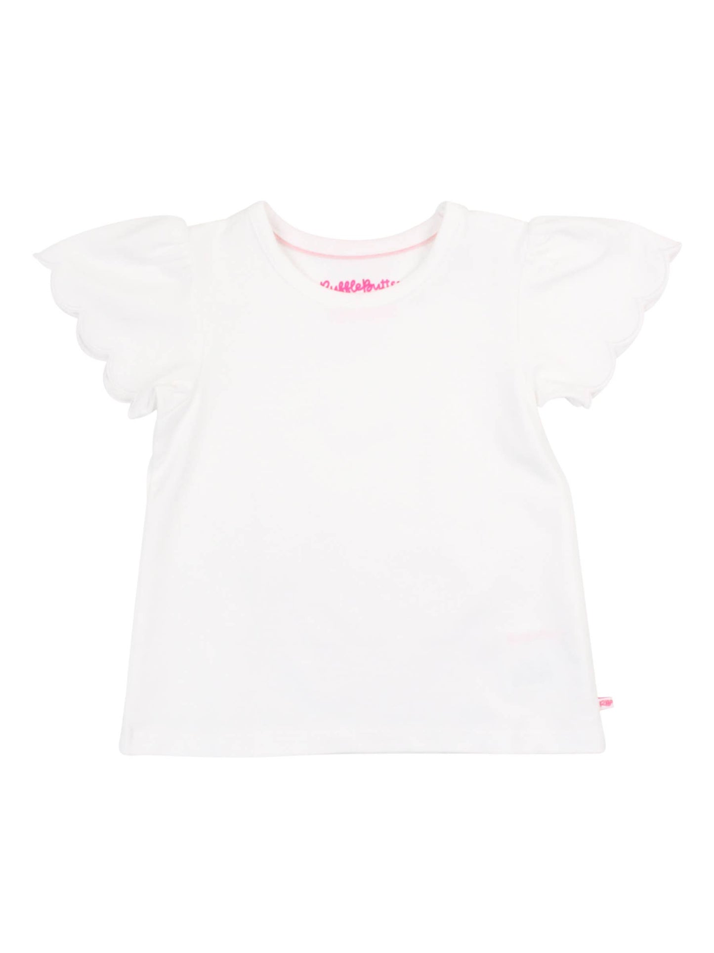 RuffleButts + RuggedButts - Girls White Scallop Tee