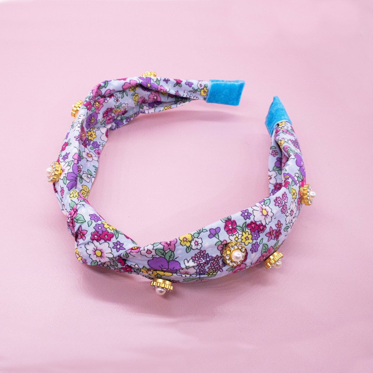 Embellished Floral Rhinestone Pearl Knot Headband