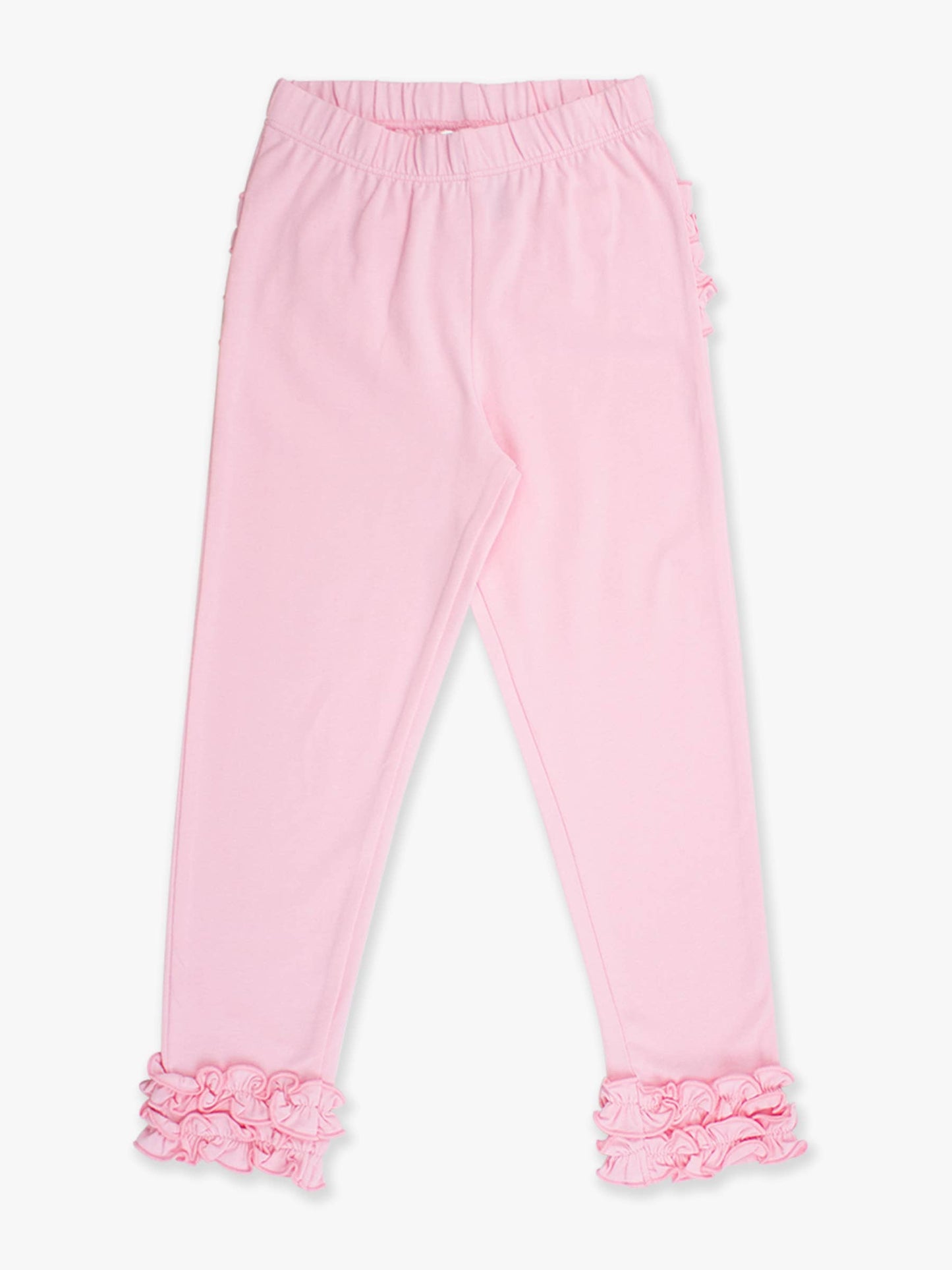 RuffleButts + RuggedButts - Toddler Girls Pink Classic Ruffle Leggings with Signature Rear Ruffles