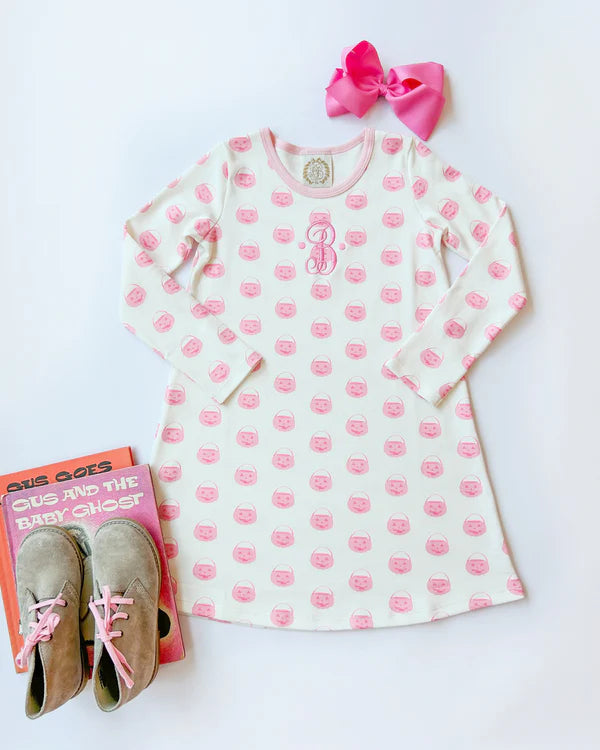 TBBC | Long Sleeve Polly Play Dress - Vintage Prep Pumpkin Pails with Sandpearl Pink