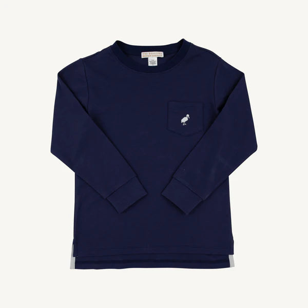 TBBC | Long Sleeve Carter Crewneck - Nantucket Navy with Worth Ave White Stork