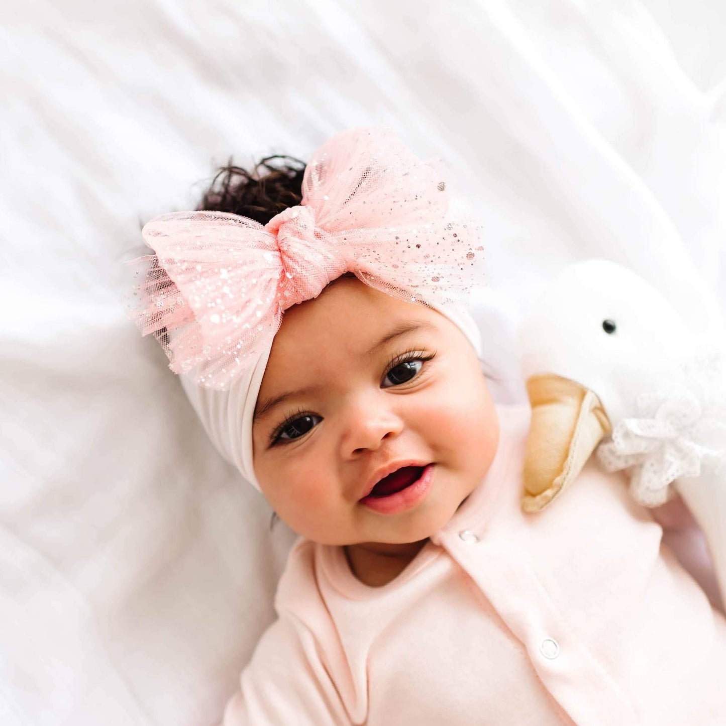 Baby Bling® Tulle FAB® soft nylon headband with tulle bow