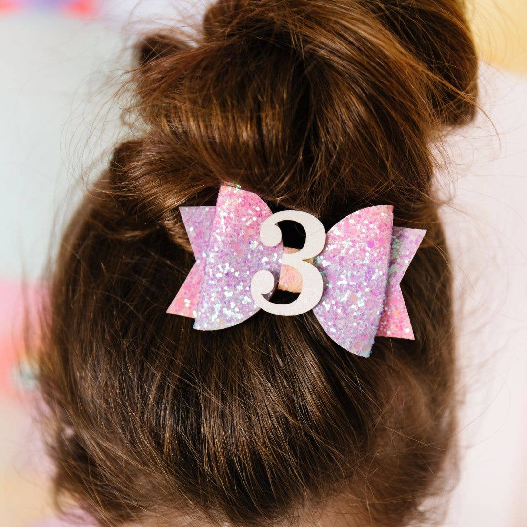 Sweet Wink - Pastel Rainbow Bow #3 Clip - Kids Birthday Hair Clip