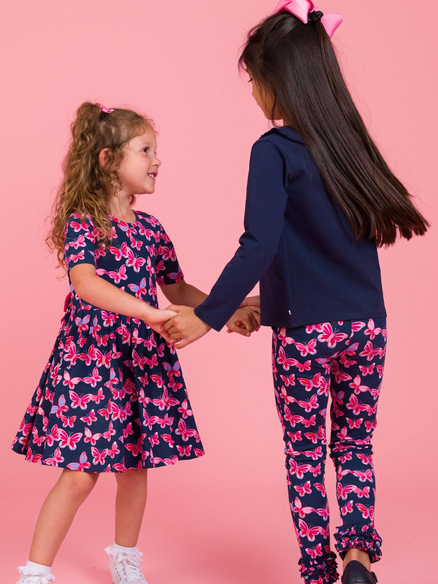 RuffleButts + RuggedButts - Girls Butterfly Bliss Classic Ruffle Leggings