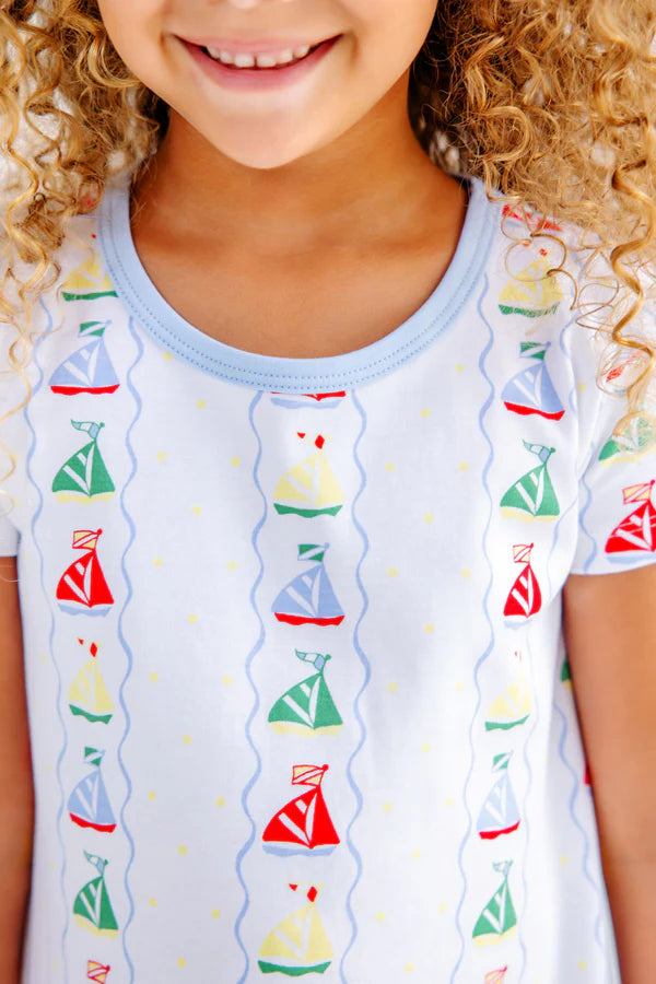 TBBC | Short Sleeve Polly Play Dress - Set Sail with Beale Street Blue