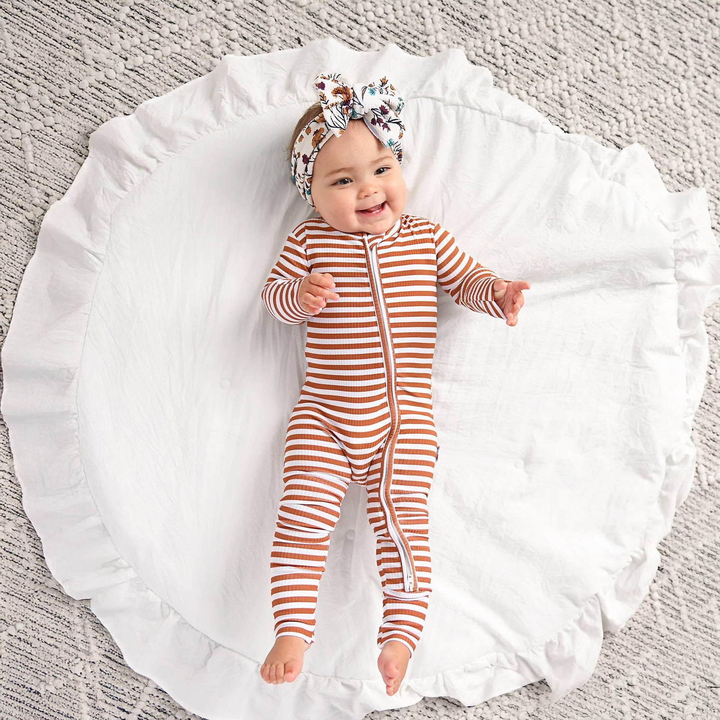 Chase Brown Ribbed Bamboo Zip Romper