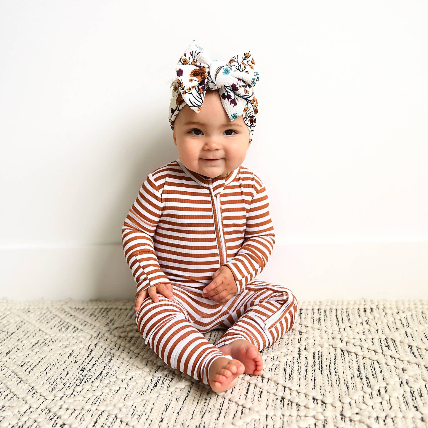 Chase Brown Ribbed Bamboo Zip Romper
