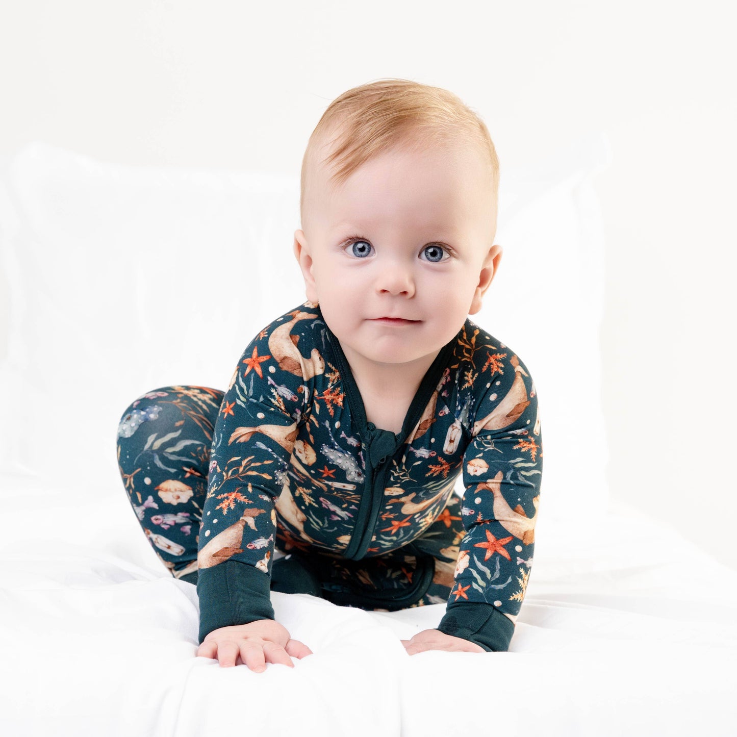 Waves & Whiskers Baby Bamboo Zipper Romper Pajamas