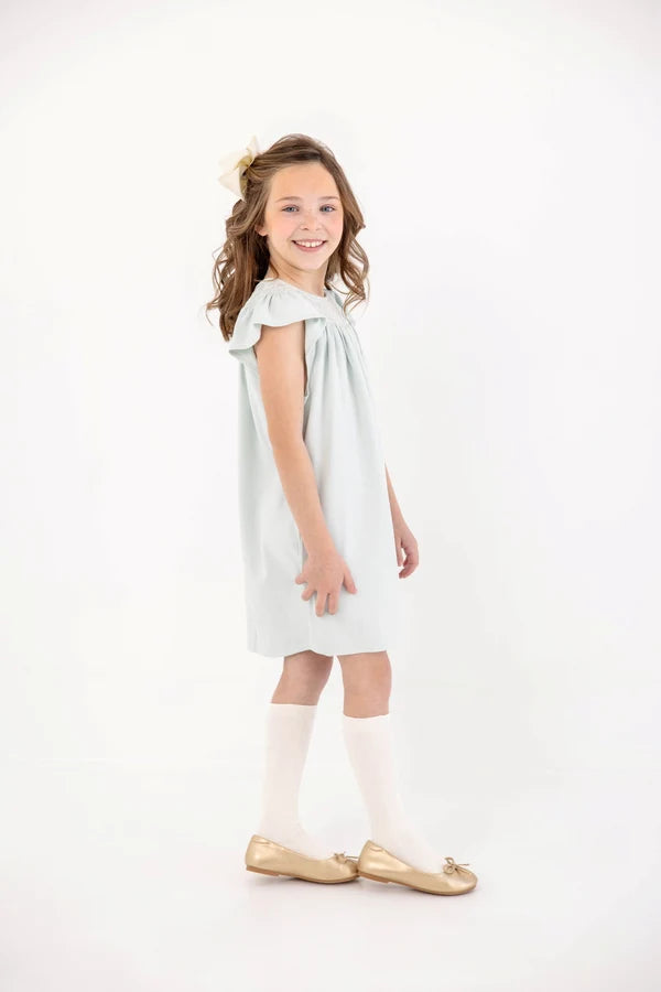 TBBC | Angel Sleeve Sandy Smocked Dress - Old Greenwich Green with Palmetto Pearl and Keeneland Khaki