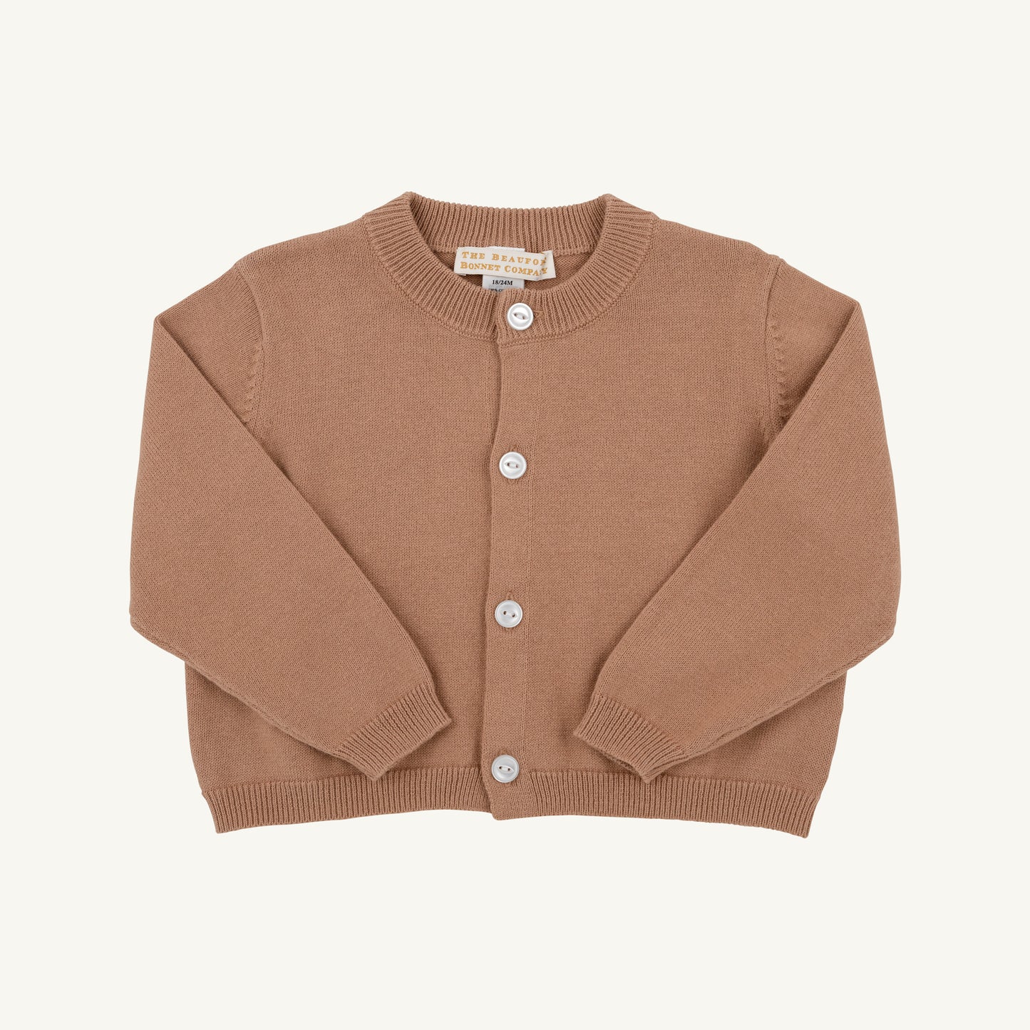 TBBC | Cambridge Cardigan with Pearlized Buttons - Cape Elizabeth Camel