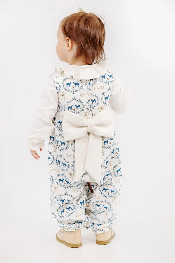 TBBC | Sleeveless Rebecca Romper (Quilted) - Horse Bits and Bows with Palmetto Pearl