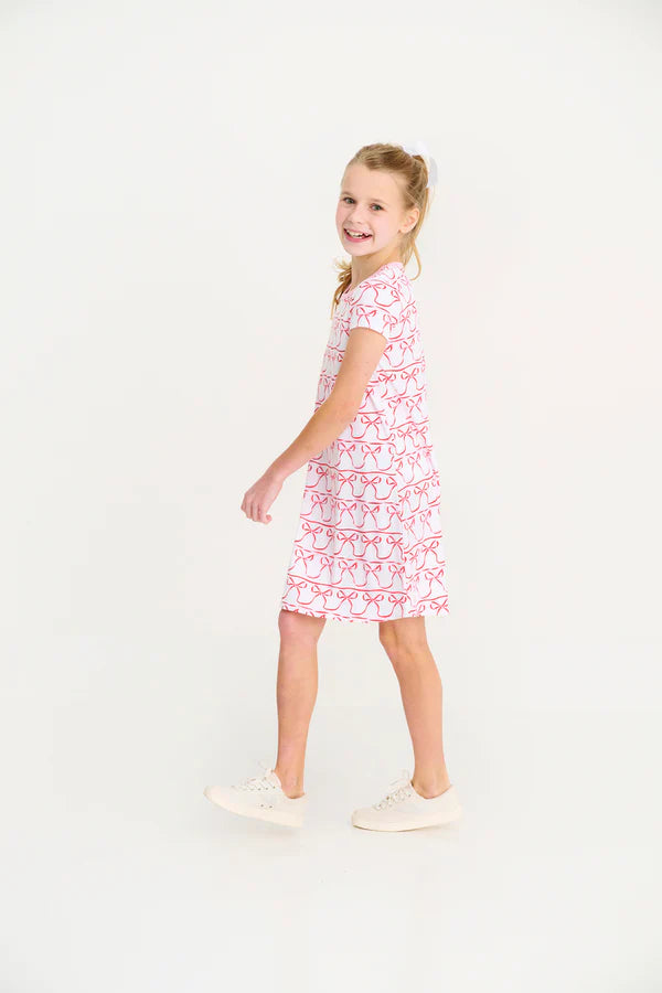 TBBC | Short Sleeve Polly Play Dress - Birdies Bows with Pier Party Pink