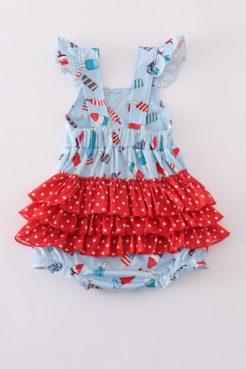 Blue Popsicles Ruffle Romper
