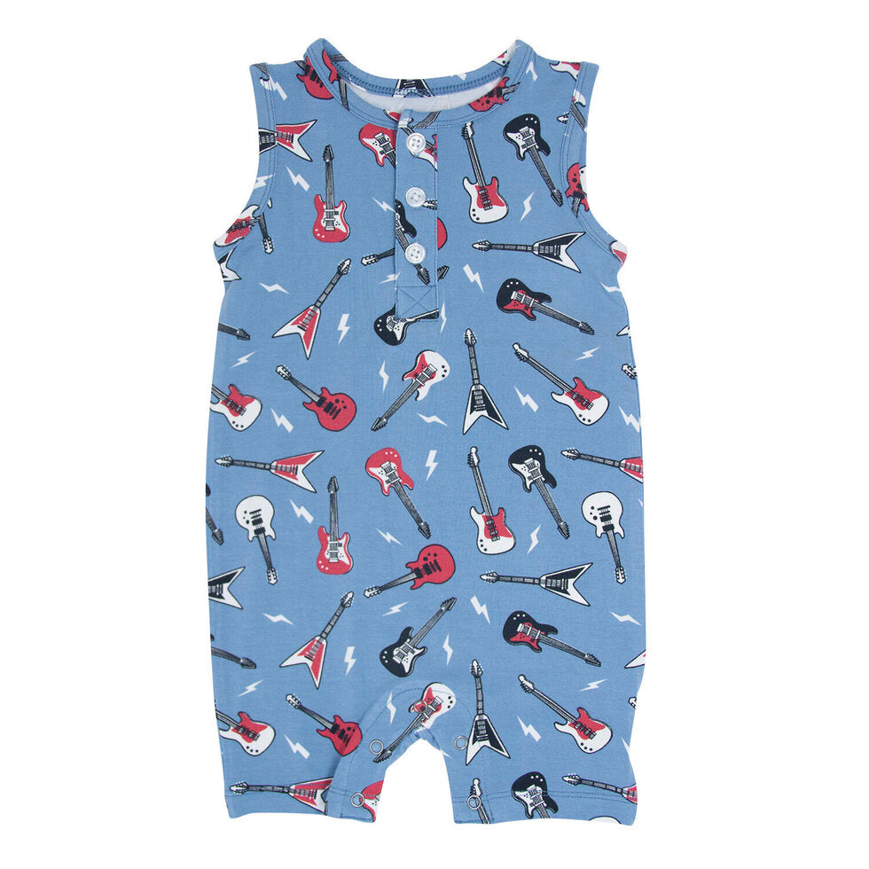 Sweet Bamboo Tank Romper - Rock N Roll Blue