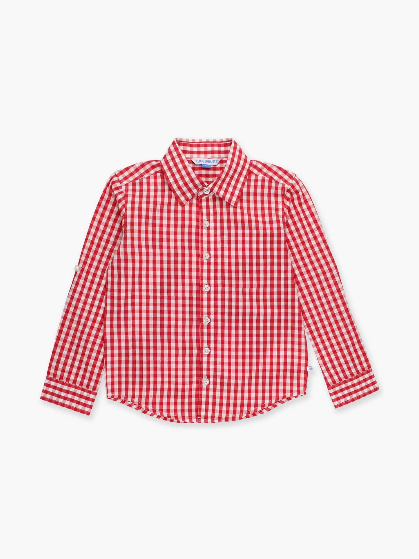 RuffleButts + RuggedButts - Boys Classic Red Gingham Long Sleeve Button Down