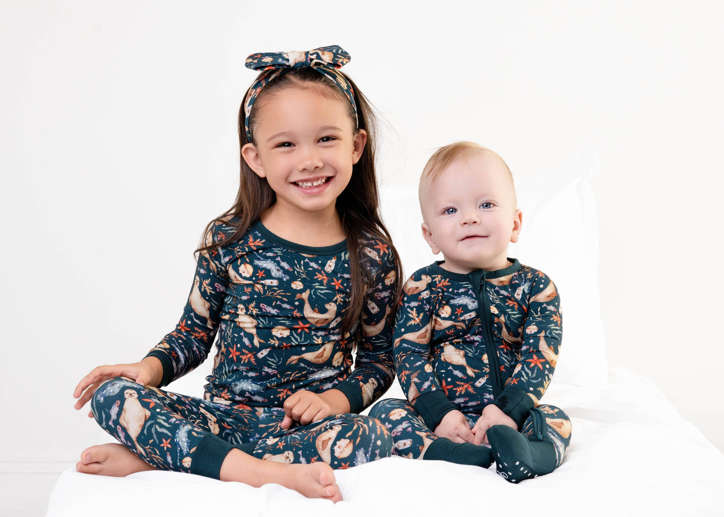 Waves & Whiskers Baby Bamboo Zipper Romper Pajamas