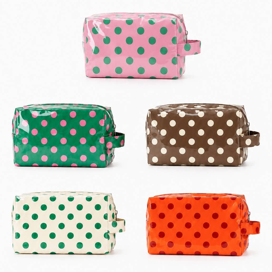 Vinyl Polka Dot Cosmetic Pouch