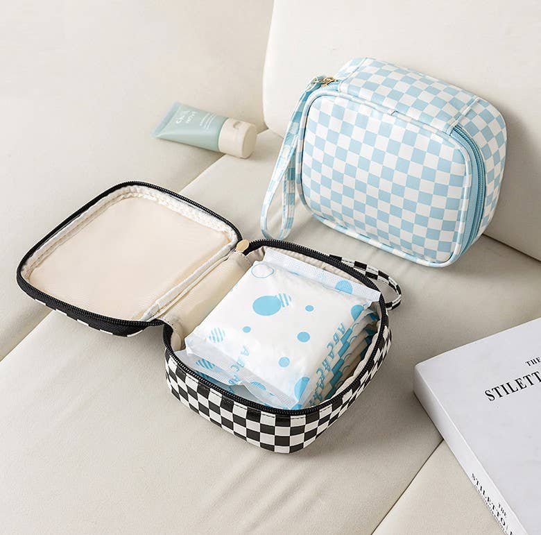 Checkered Gingham Cosmetic Pouch