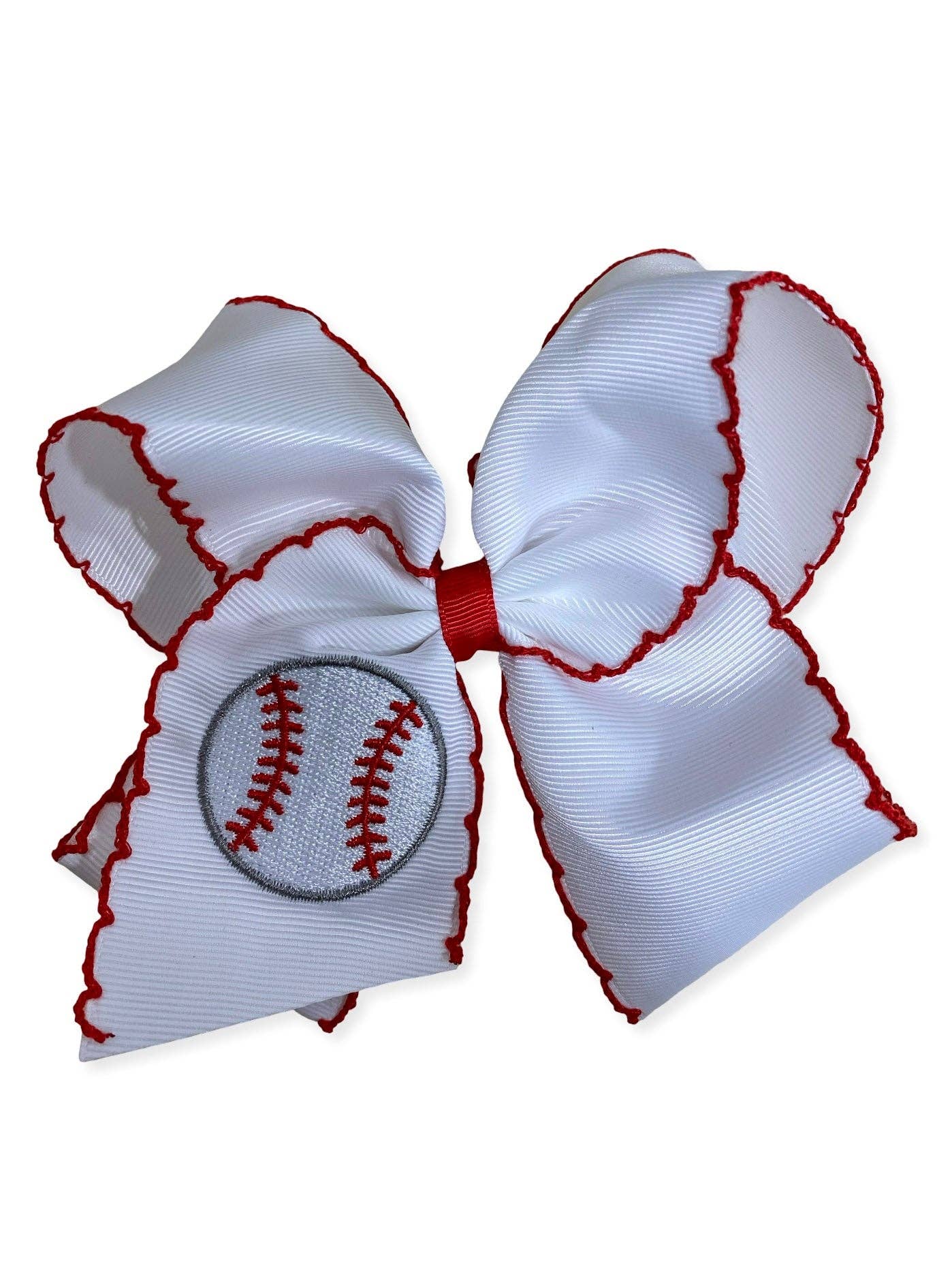 Baseball Moonstitch Embroidered Classic Hair Bow