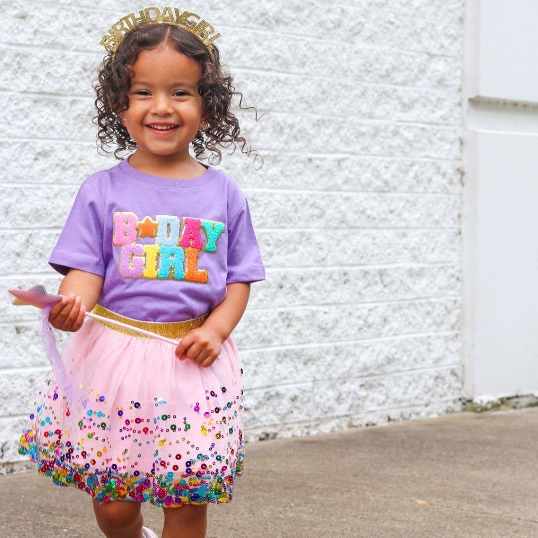 Birthday Girl Patch Short Sleeve T-Shirt - Lavender