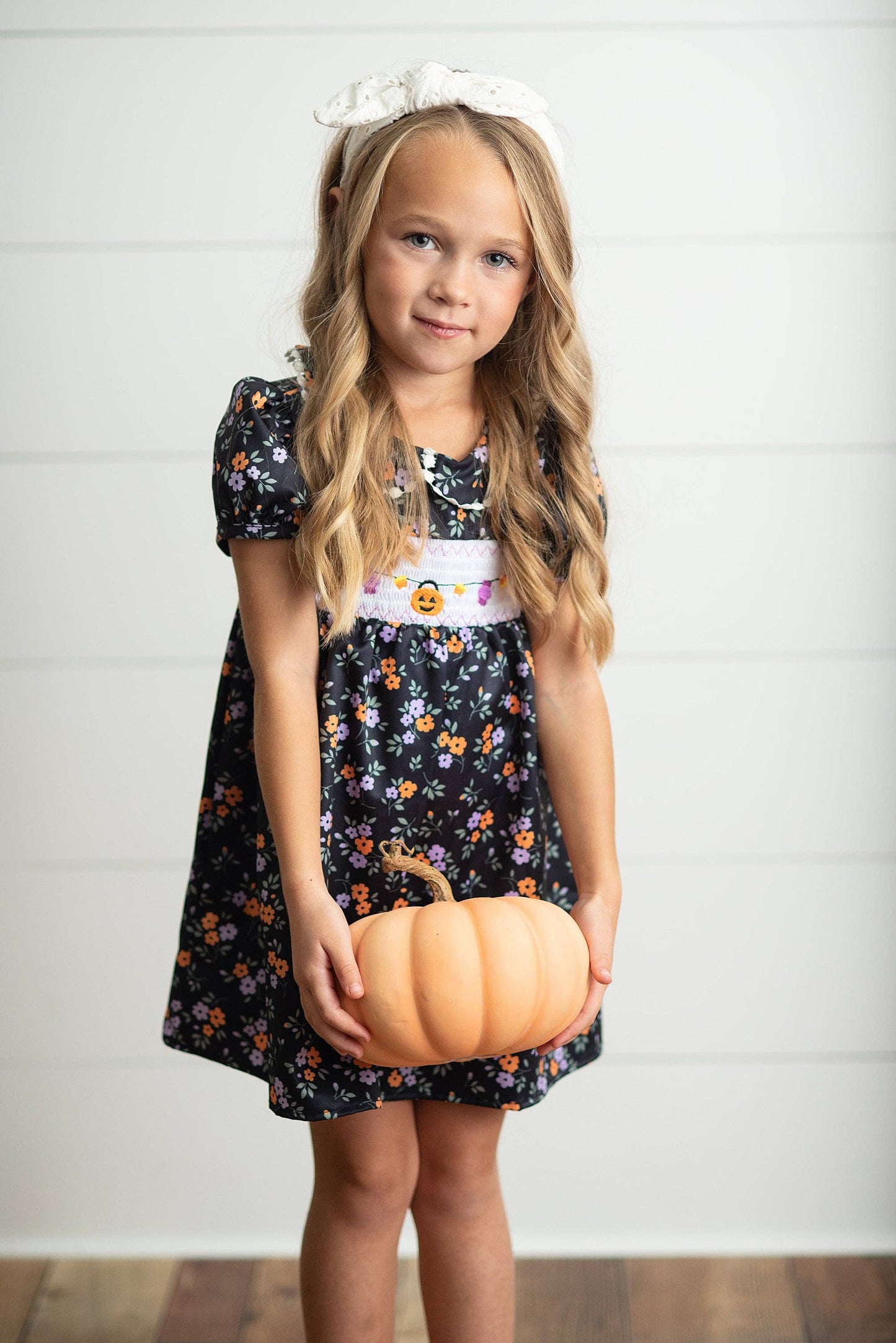 Halloween Pumpkin Candy Smocked Dress