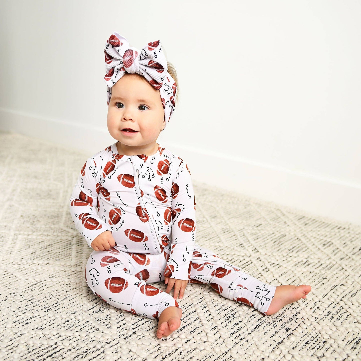 Brady Football Zip Romper