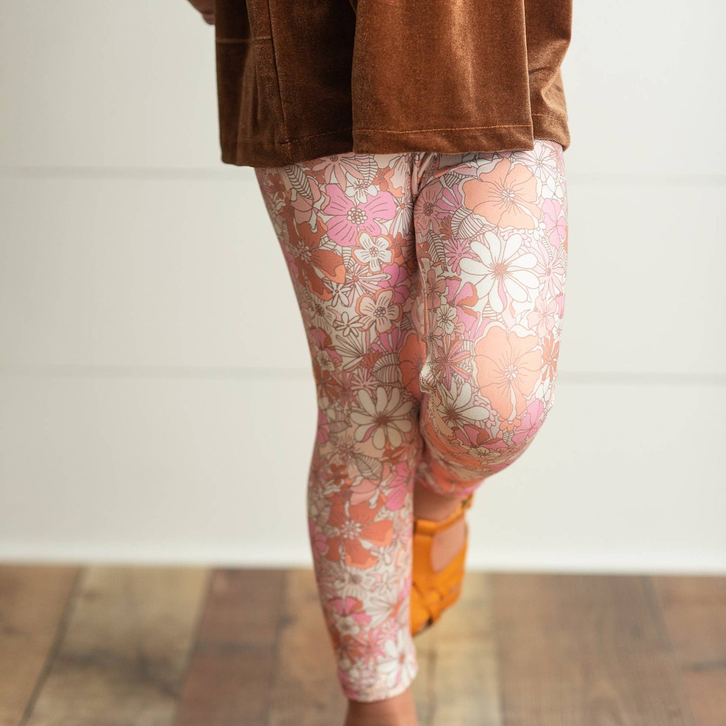 Chocolate Velvet Ruffle Top & Vintage Floral Set