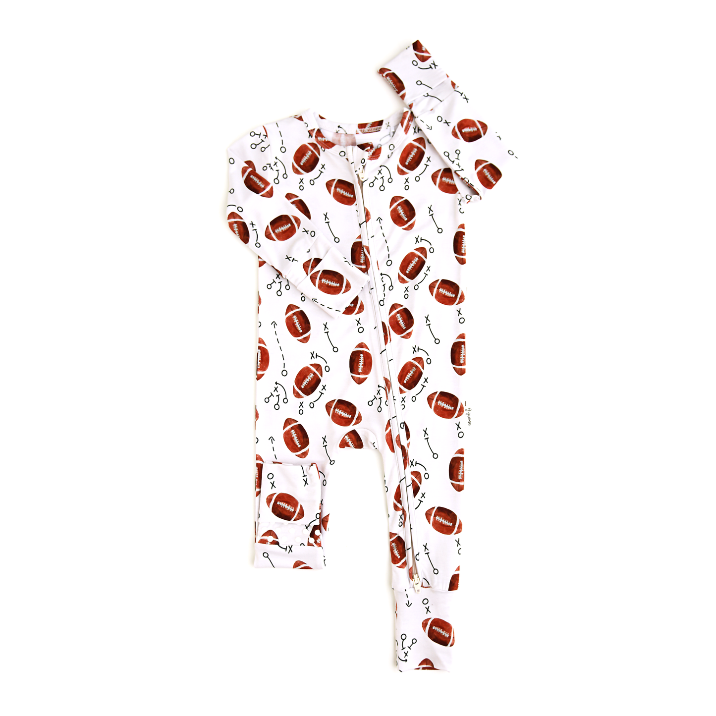 Brady Football Zip Romper