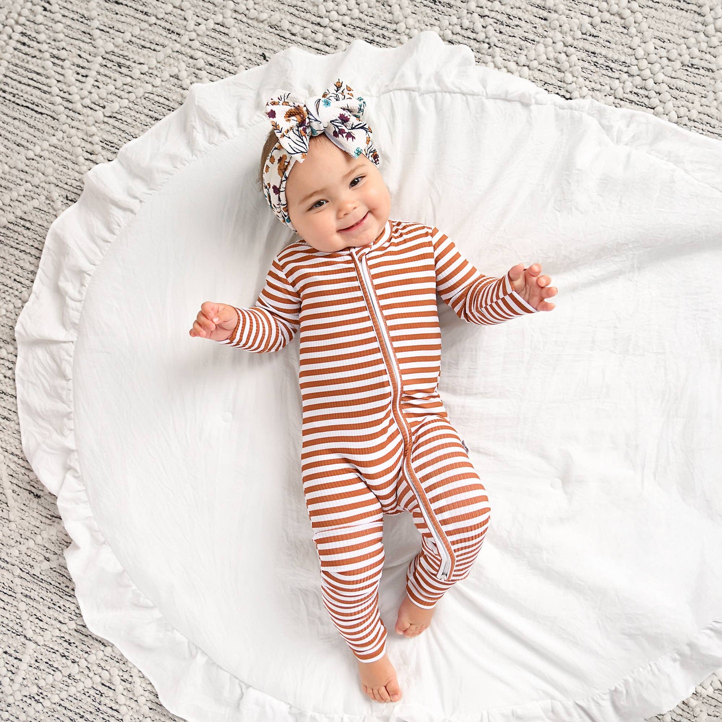 Chase Brown Ribbed Bamboo Zip Romper