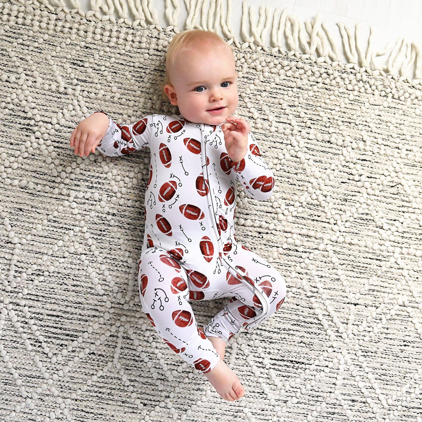 Brady Football Zip Romper