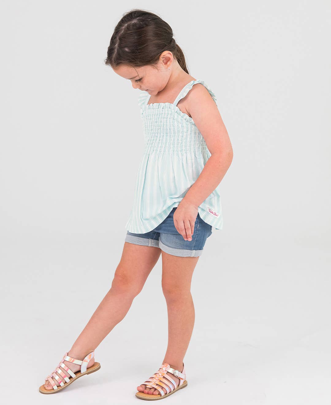 RuffleButts + RuggedButts - Girls Light Wash Stretch Denim Shorts