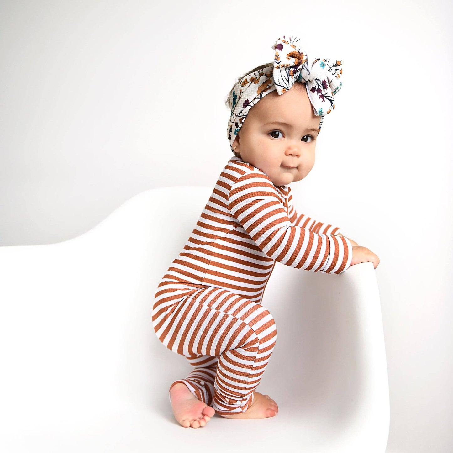 Chase Brown Ribbed Bamboo Zip Romper