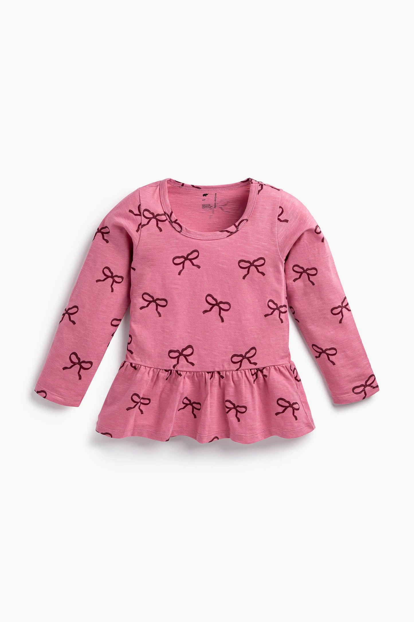 Pink Ribbons Long Sleeve Peplum Tee