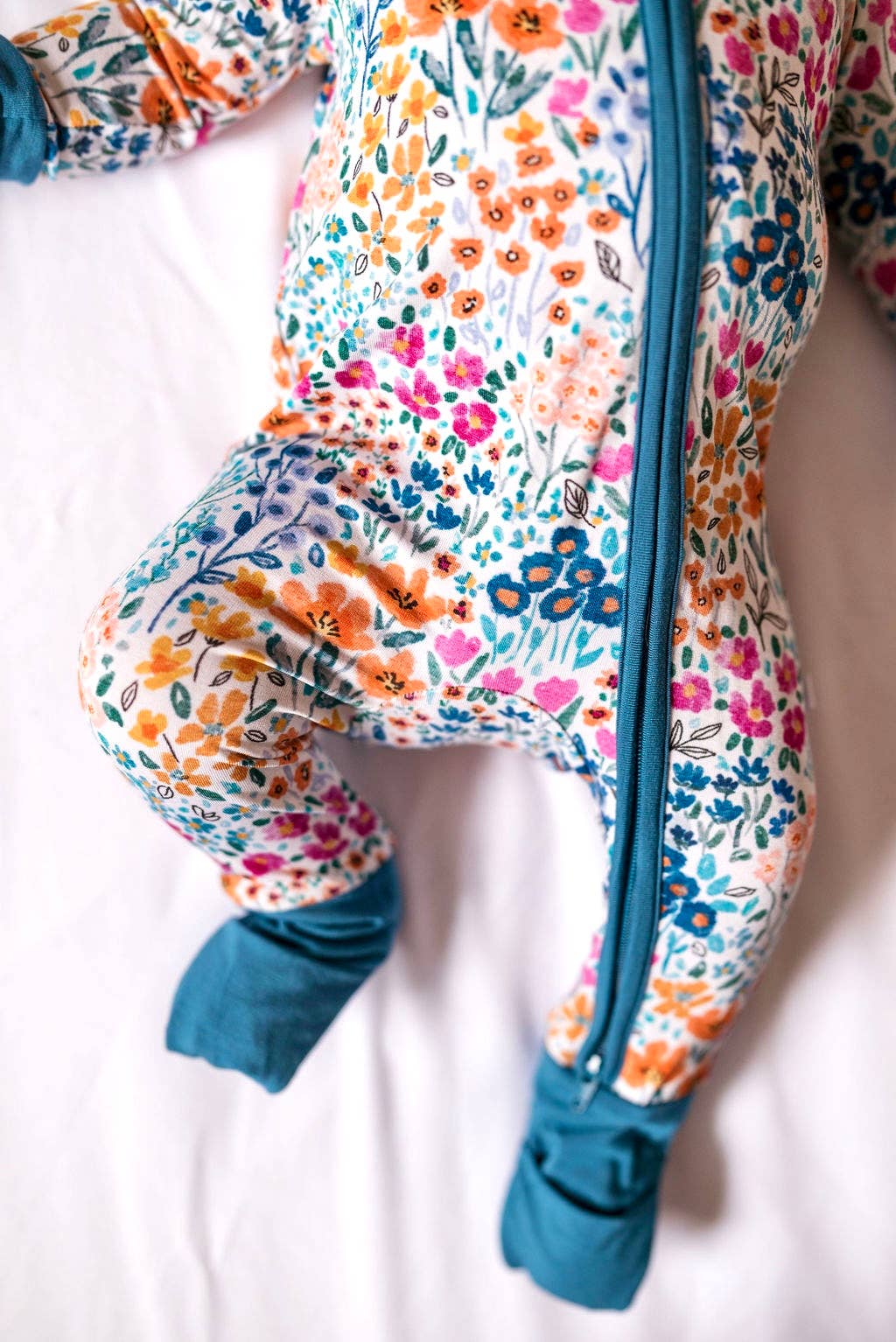 Whispering Wildflowers Bamboo Zipper Romper Pajamas