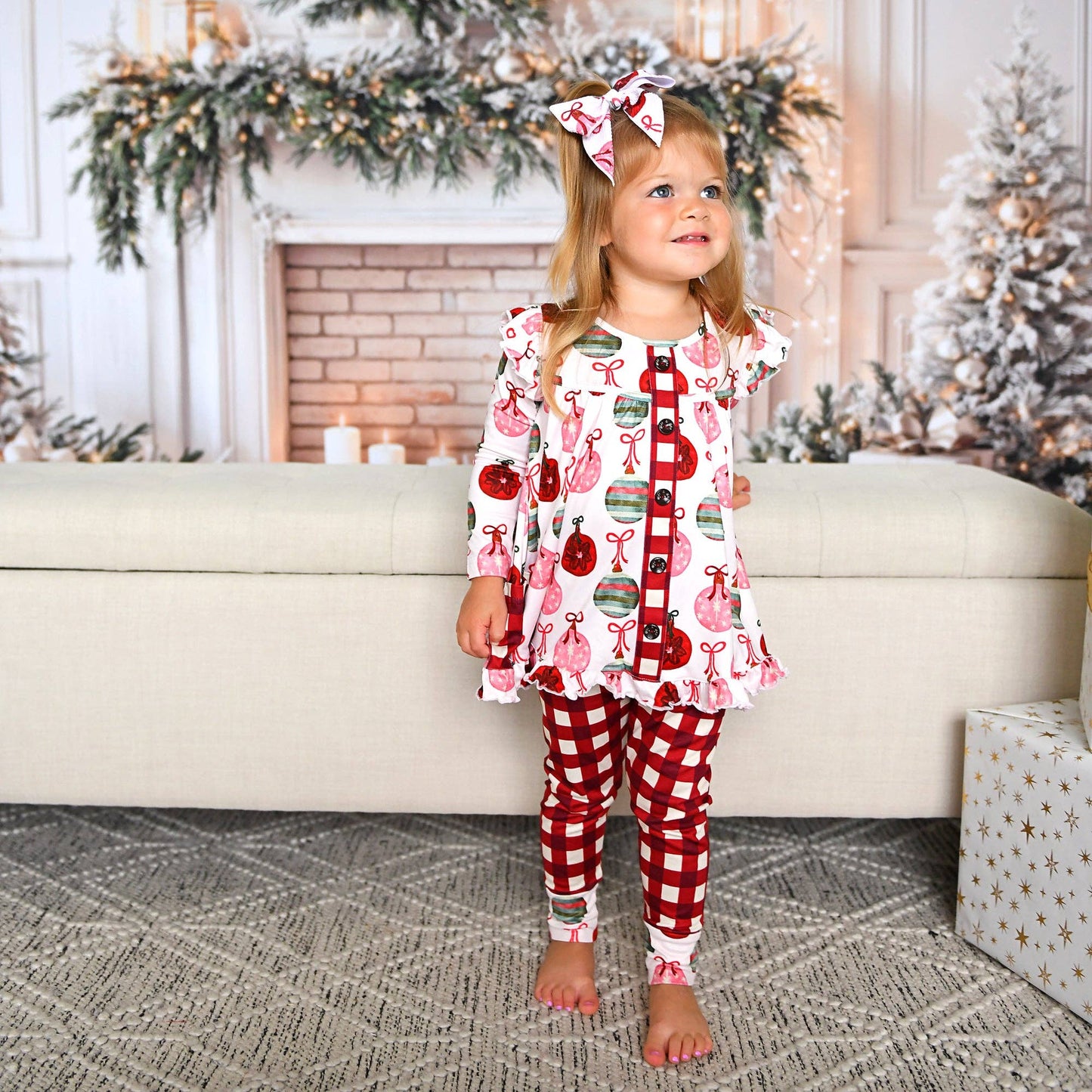 Kit Ornaments and Plaid Peplum Set
