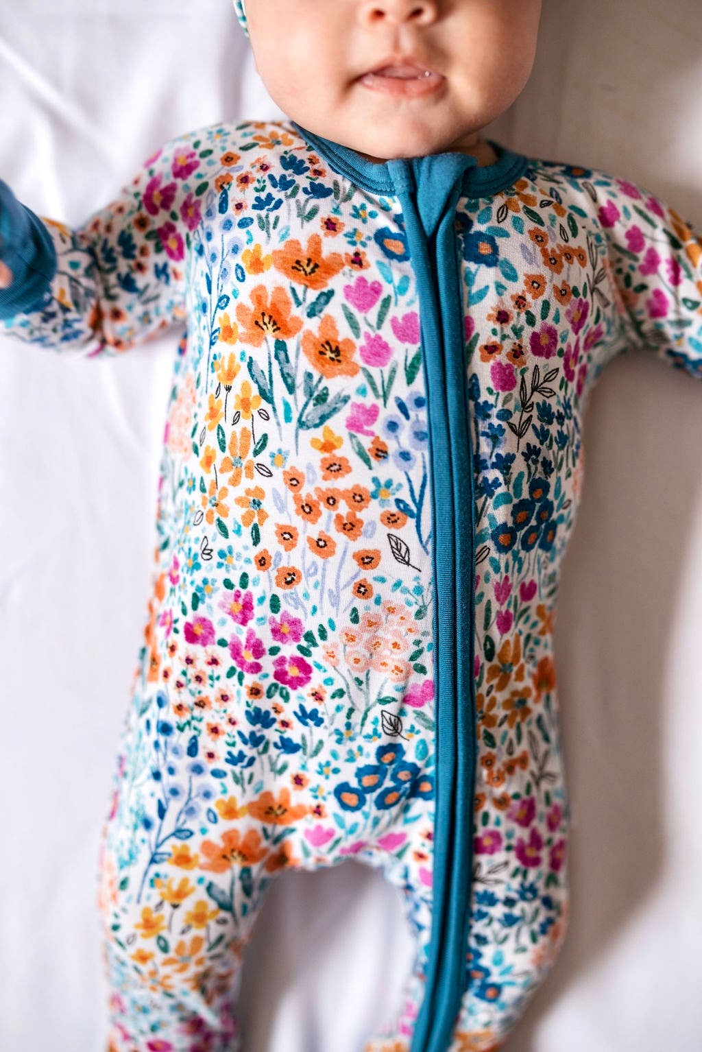 Whispering Wildflowers Bamboo Zipper Romper Pajamas