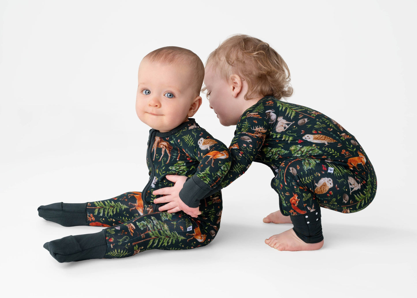 Wood You Be My Friend Baby Bamboo Zipper Romper Pajamas