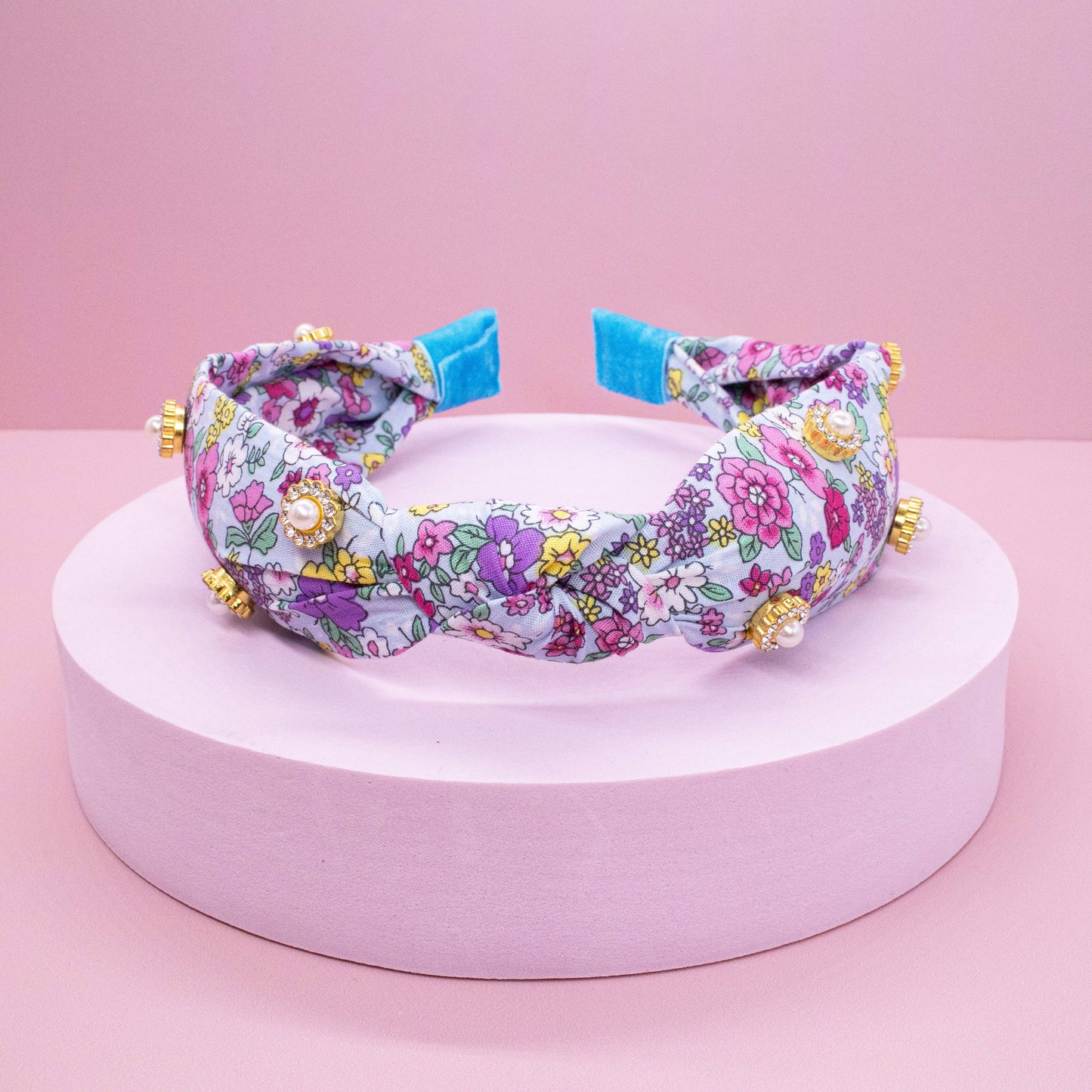 Embellished Floral Rhinestone Pearl Knot Headband