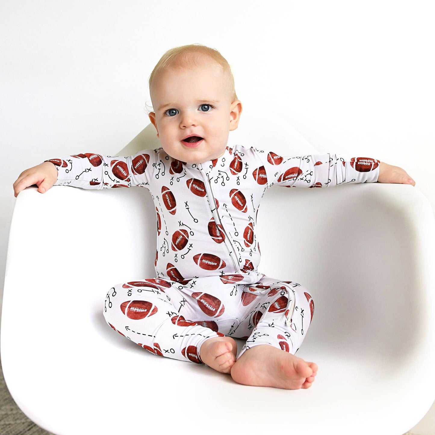 Brady Football Zip Romper