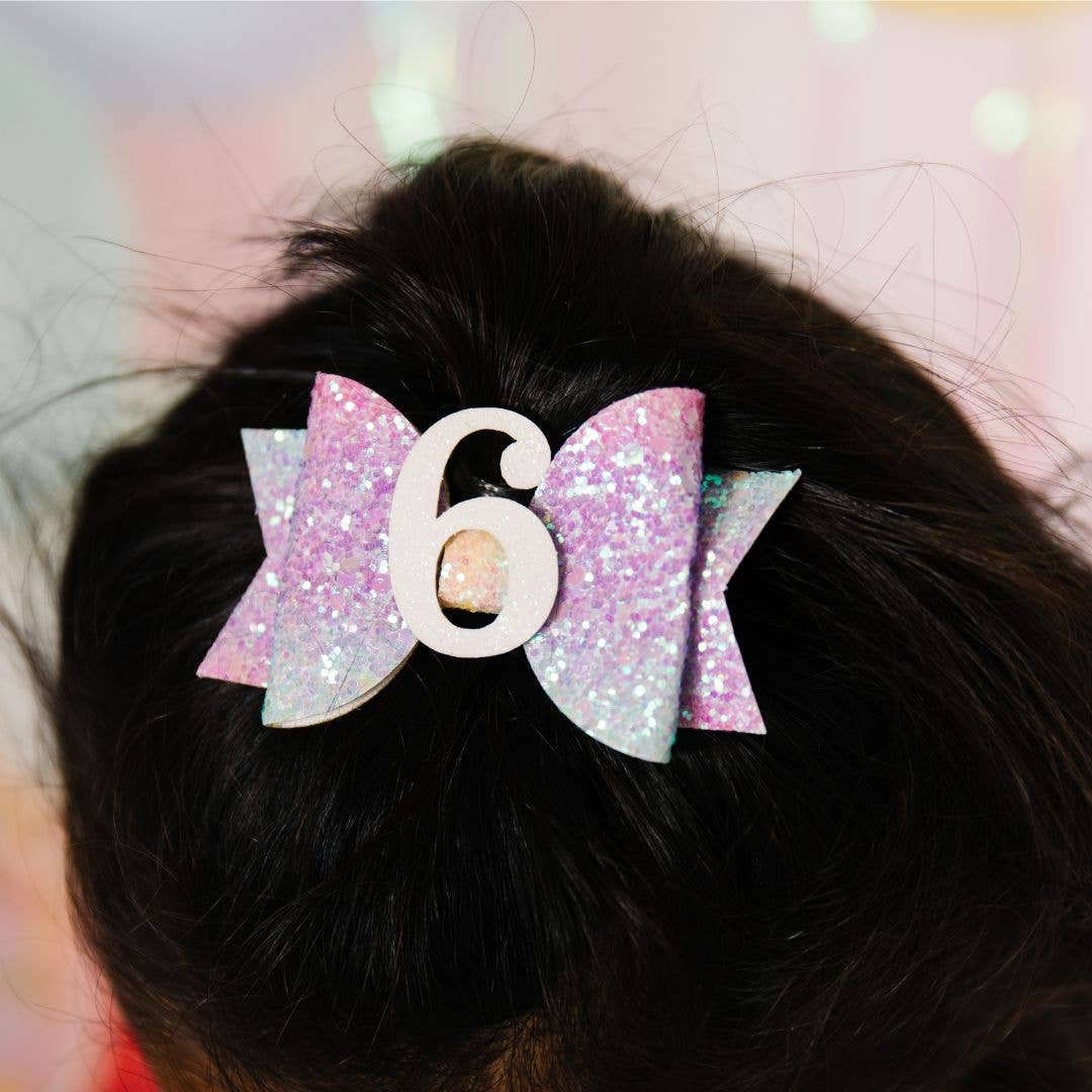 Sweet Wink - Pastel Rainbow Bow #6 Clip - Kids Birthday Hair Clip