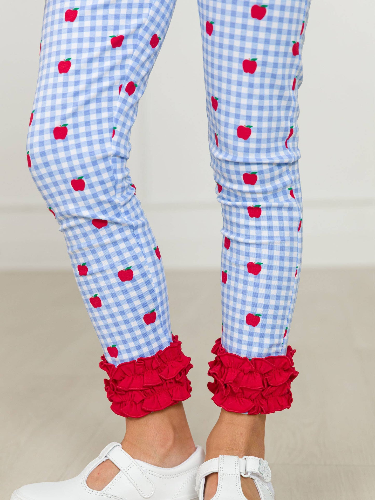 RuffleButts + RuggedButts - Girls Apple Orchard Gingham Classic Ruffle Leggings