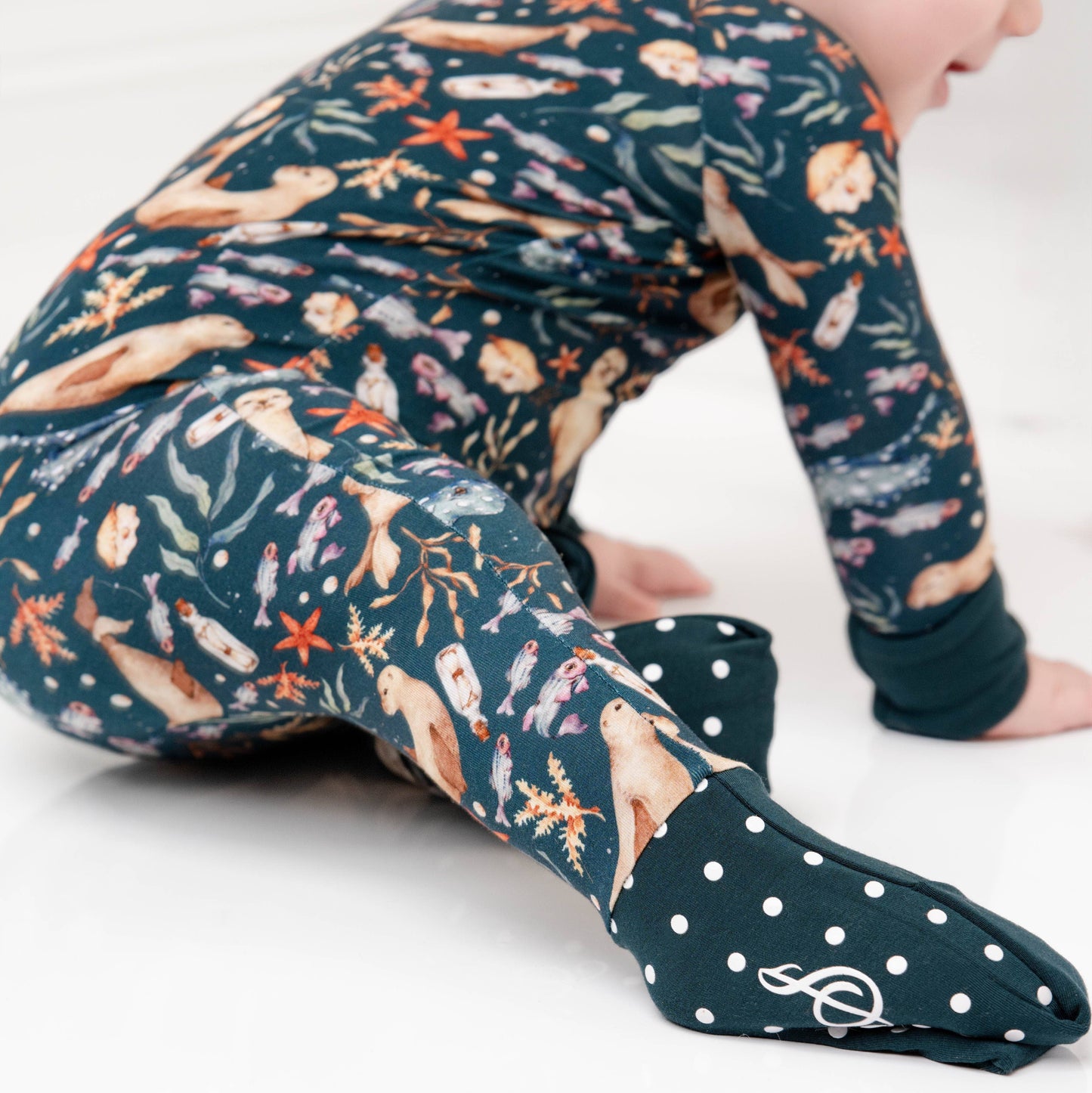 Waves & Whiskers Baby Bamboo Zipper Romper Pajamas