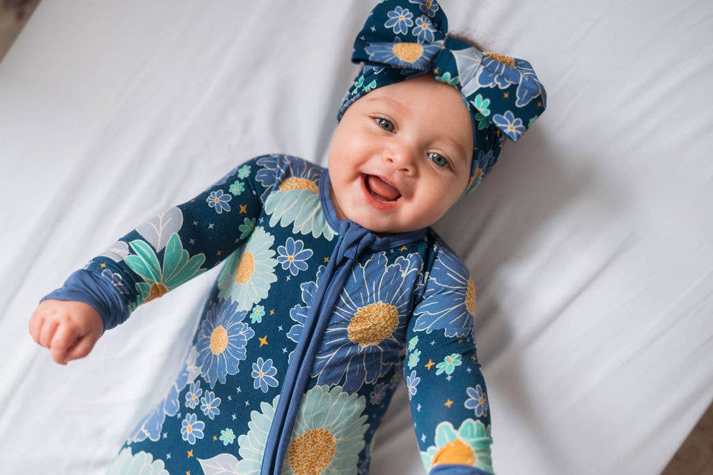 Bluepsie Daisy Baby Bamboo Zipper Romper Pajamas