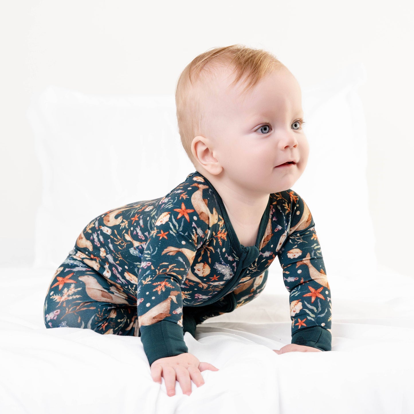 Waves & Whiskers Baby Bamboo Zipper Romper Pajamas