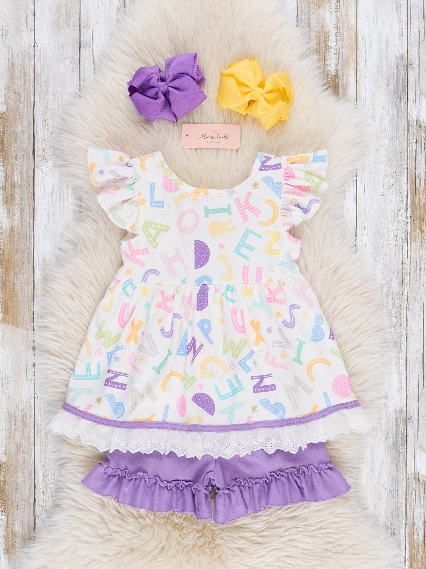 Learning Letters Lace Hem Outfit