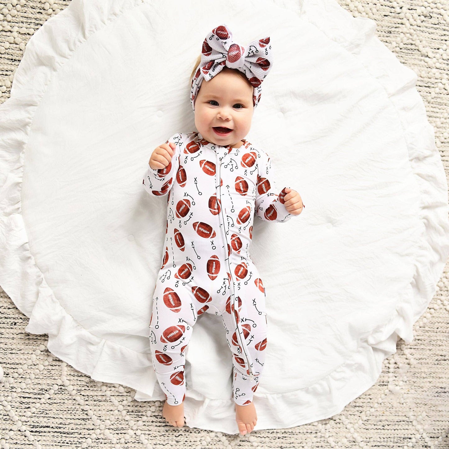 Brady Football Zip Romper
